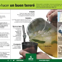 Ręce nalewają zimny płyn z dzbanka do naczynia z yerba mate, tworząc orzeźwiający napój.