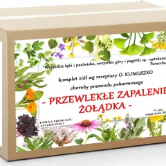 Zioła na zapalenie żołądka: komplet 11 ziół wg receptury O. Klimuszko, wspierający trawienie. Waga 550g.