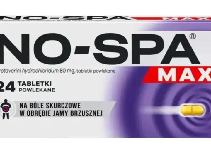 Opakowanie leku No-Spa Max, 24 tabletki. Pomocne przy bólach menstruacyjnych, jak najlepsza herbata na okres.