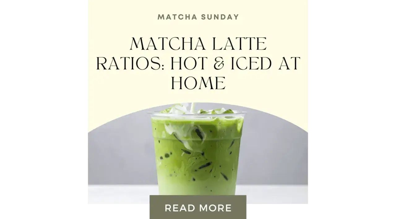 Zielony, orzeźwiający matcha latte w kubku, z mlekiem tworzącym wzory. Dowiedz się, ile matchy na kubek użyć, by uzyskać idealny smak w domu.
